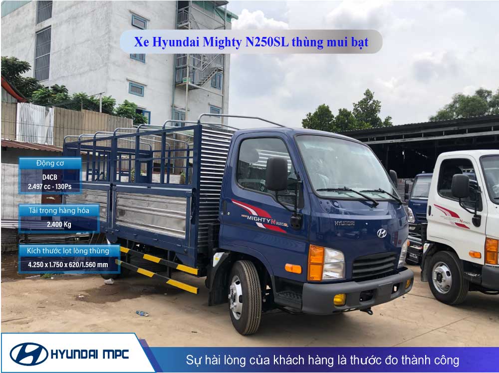 Giá xe tải Hyundai Mighty N250SL thùng mui bạt 2T -  2.5T thùng 4.3m